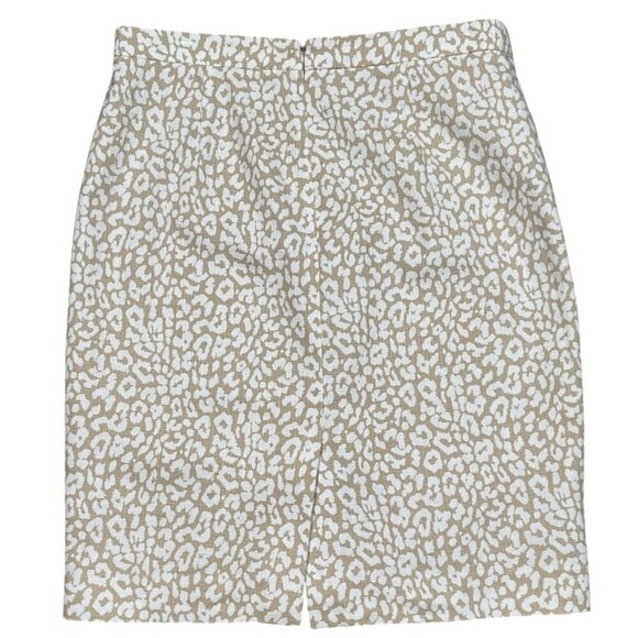 J.Crew Leopard Print Basketweave Lined Pencil Skirt Tan Cream Size 8 - Picture 4 of 7